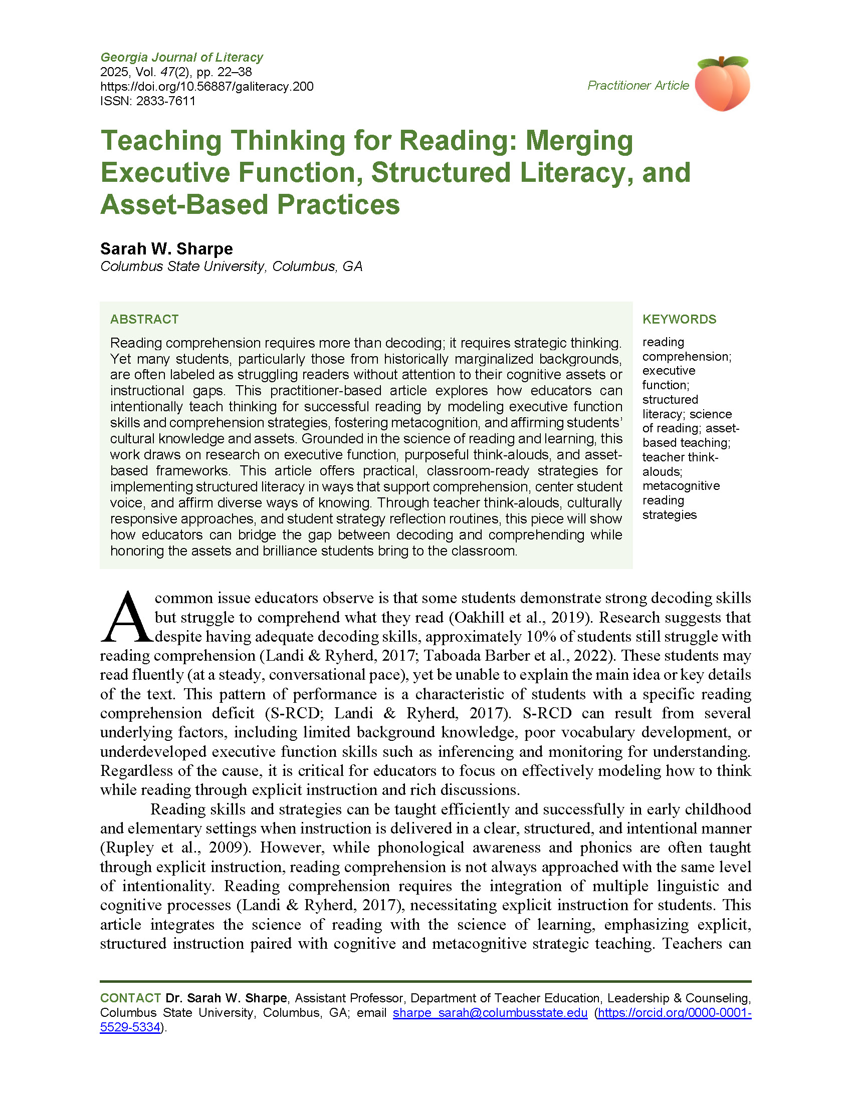 200 Teaching Thinking for Reading (Sharpe, 2025)