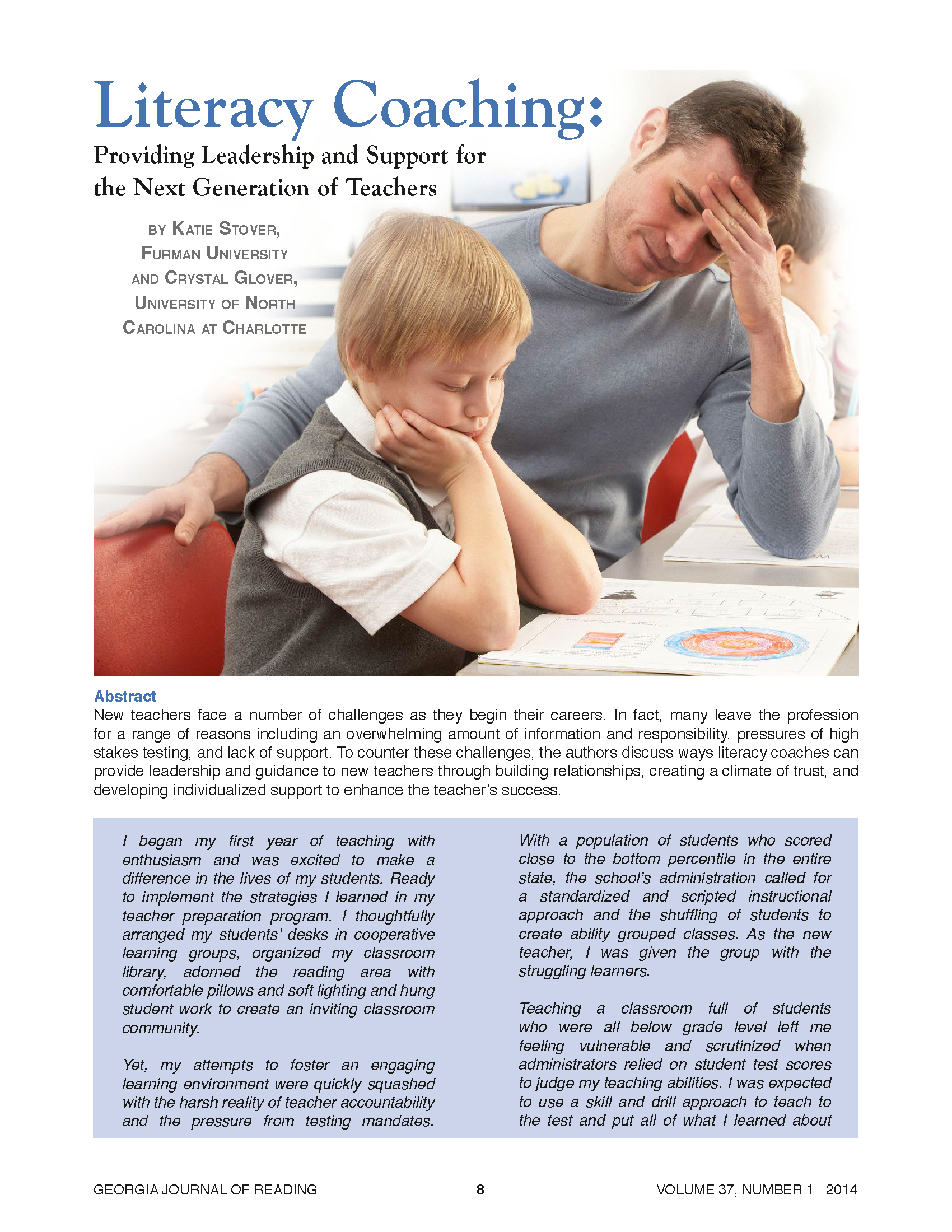  Literacy Coaching: Providing Leadership and Support (Stover & Glover, 2014)