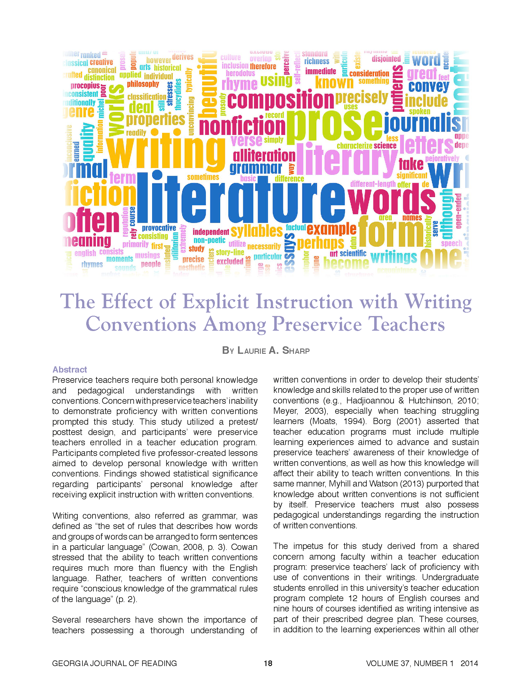The Effect of Explicit Instruction with Writing Conventions Among Preservice Teachers
