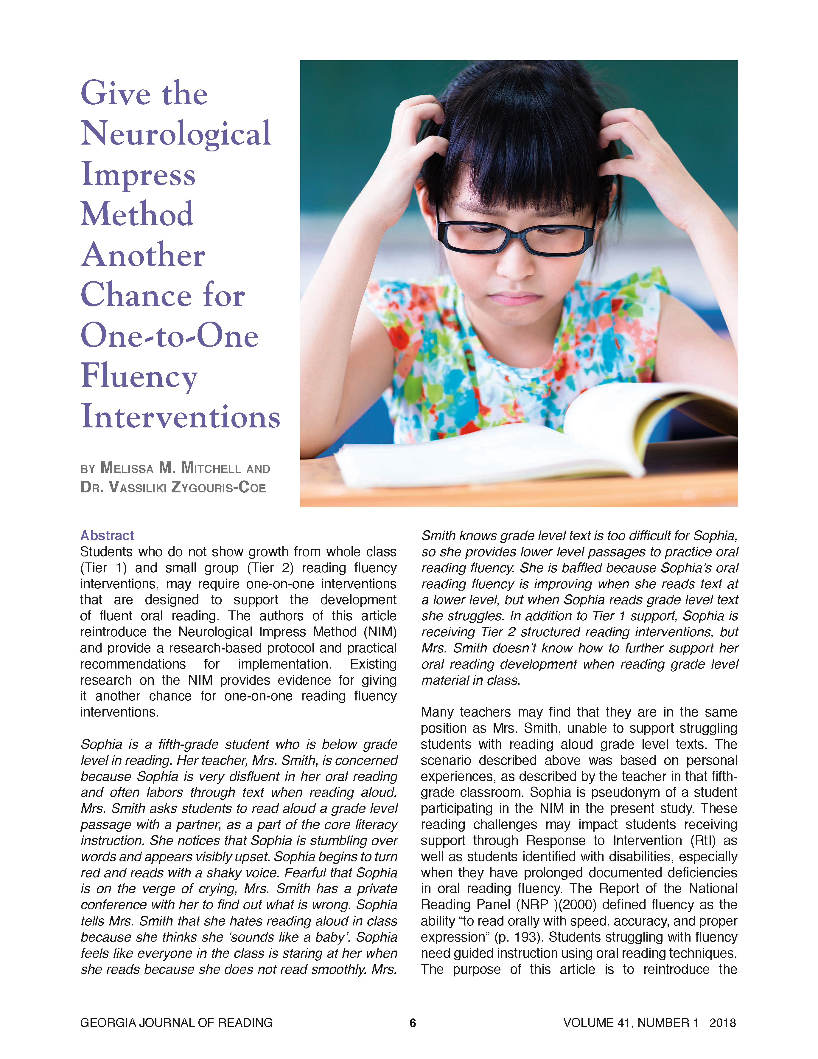 Neurological Impress Method Fluency (Mitchell & Zygouris-Coe, 2018)