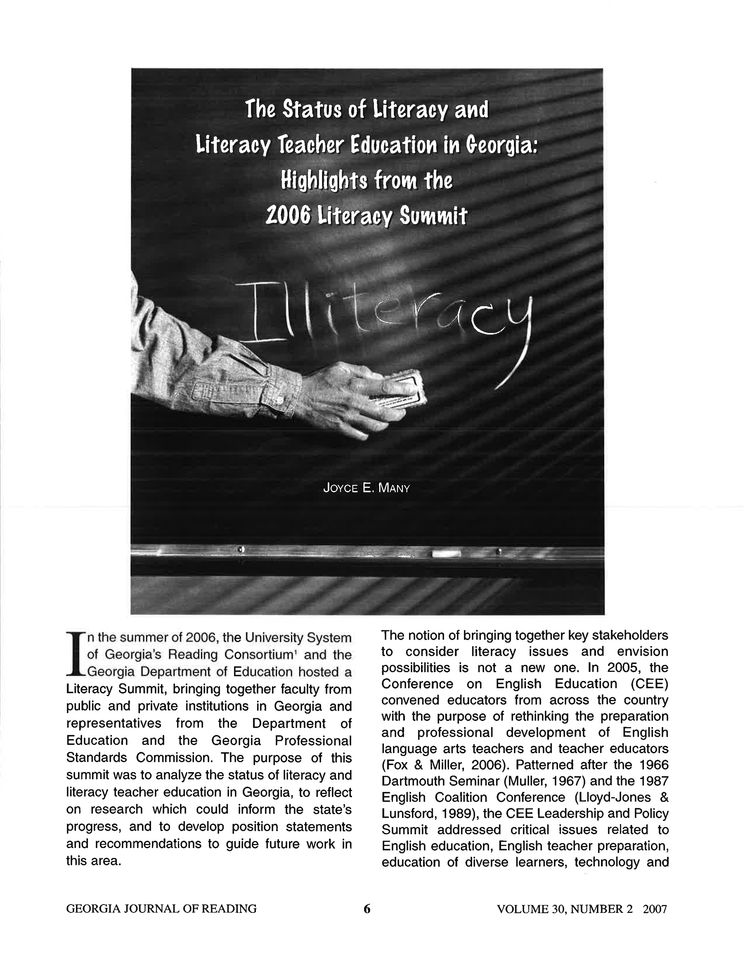 The Status of Literacy and Literacy Teacher Education